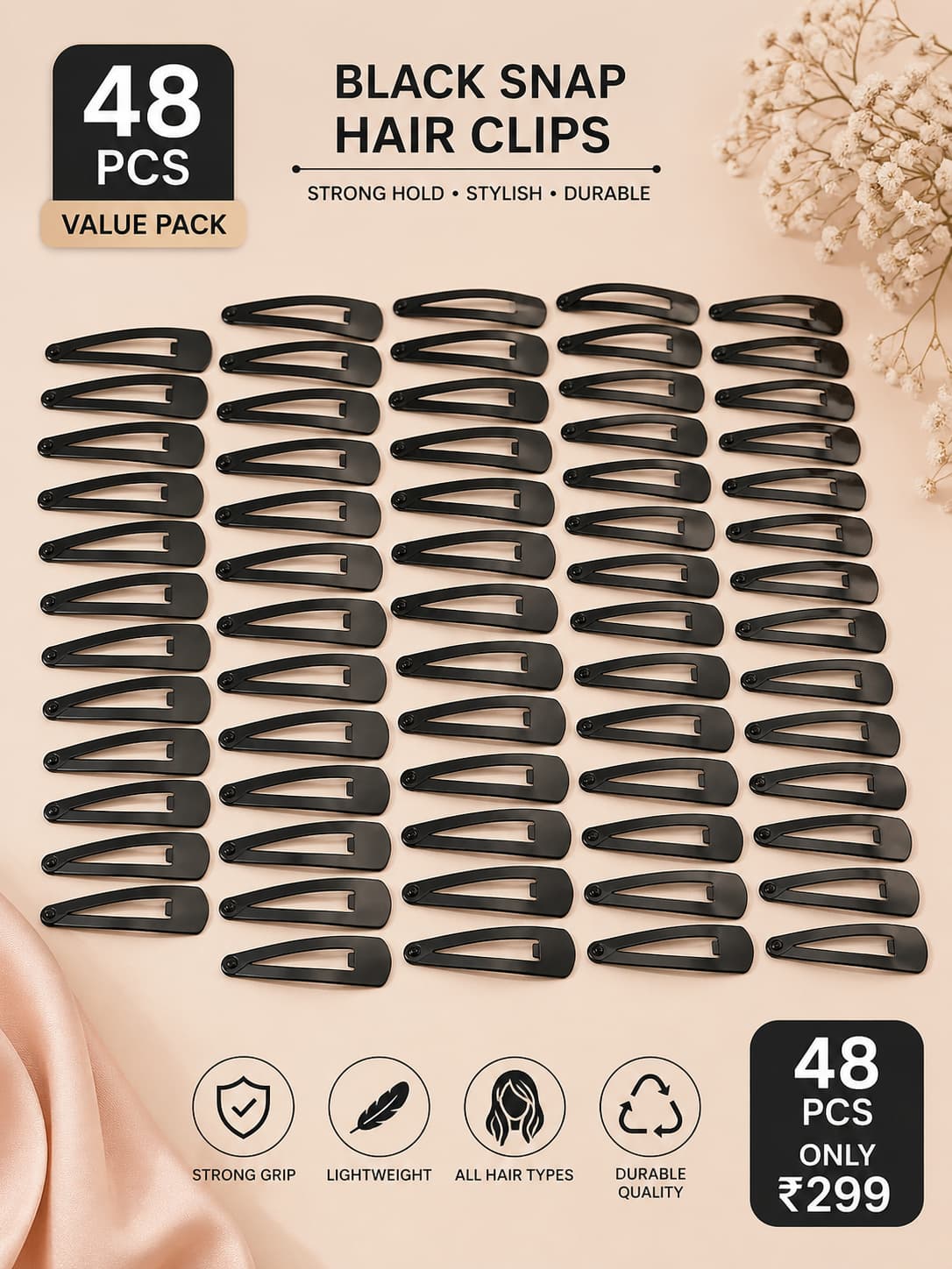 Azarbex™ Snap Hair Tic-Tac Clips for Girls & Women | Strong Hold