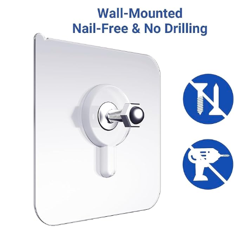 Adhesive Screw Wall Hook | No-Drill Wall Hooks for Home & Office | Pack of 10