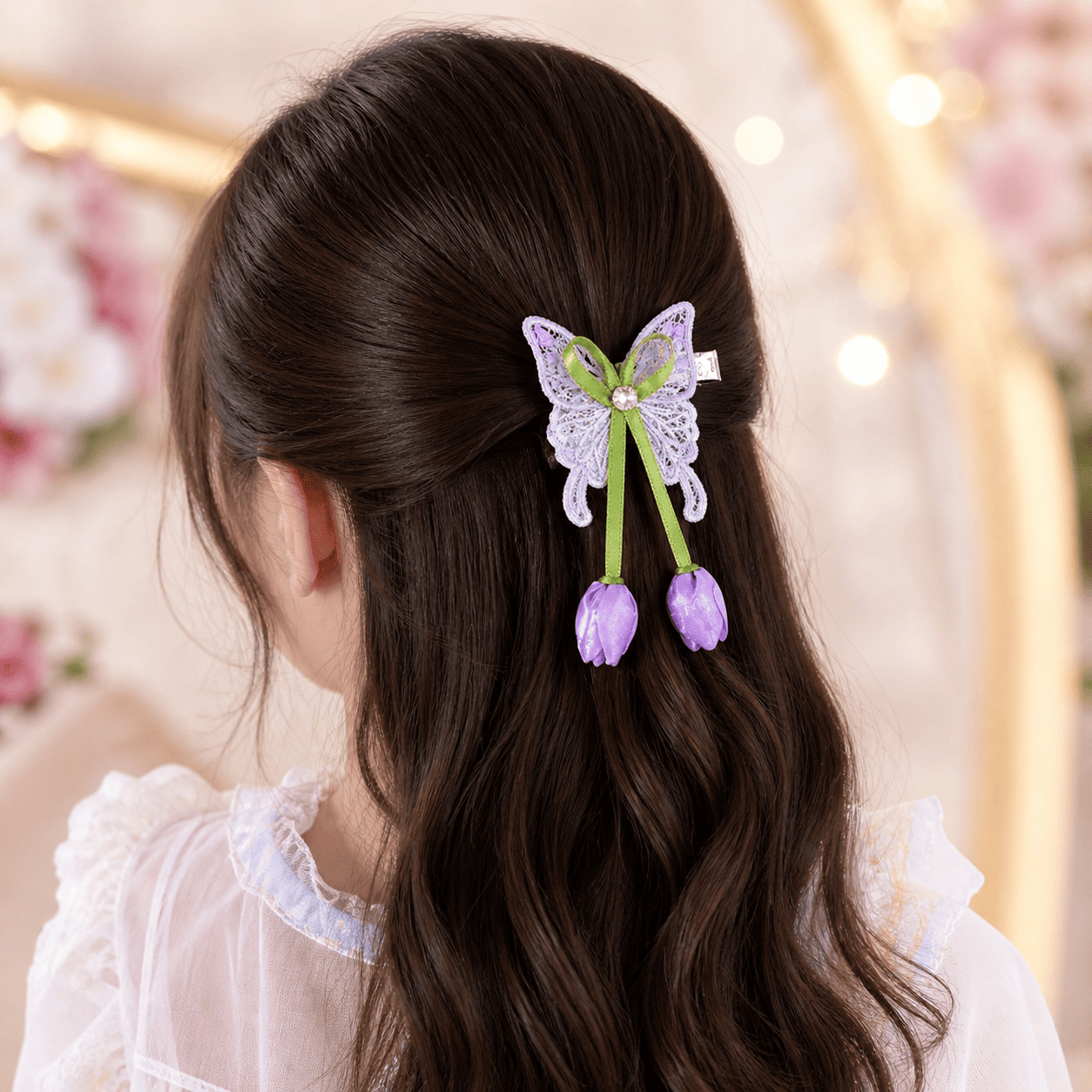 Butterfly Hair Clip for Women & Girls | Floral Tulip Design Cute Hair Pin with Strong Grip-Azarbex™