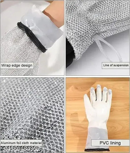 Wire Dishwashing Gloves | Heat-Resistant Waterproof Kitchen Cleaning Gloves – 1 Pair