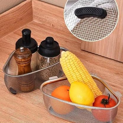 Stainless Steel Sink Corner Strainer | Multifunctional Triangle Drain Basket & Sponge Holder – Multicolor