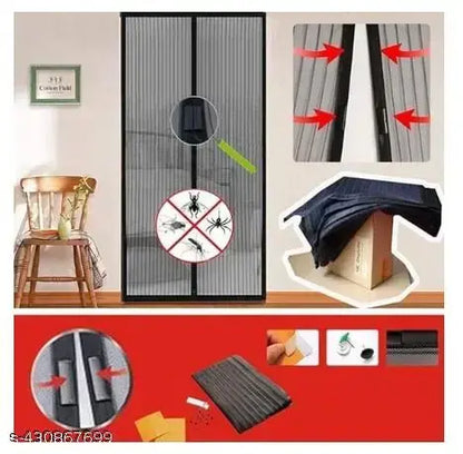 Magnetic screen door with solar panel and packaging on a white background