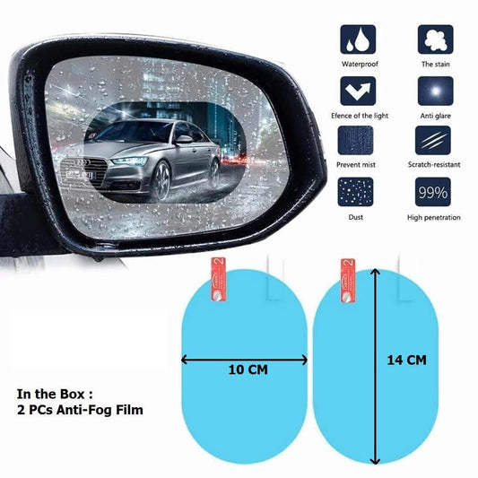 Car side mirror with anti-fog film in rain, waterproof and anti-glare protection, 2 pieces