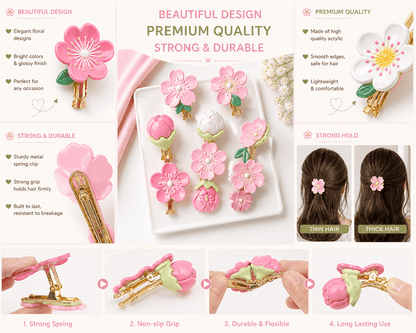 Premium Floral Hair Clips Set | Strong Grip, Durable & Stylish | Hair Accessories for Women & Girls - Azarbex™