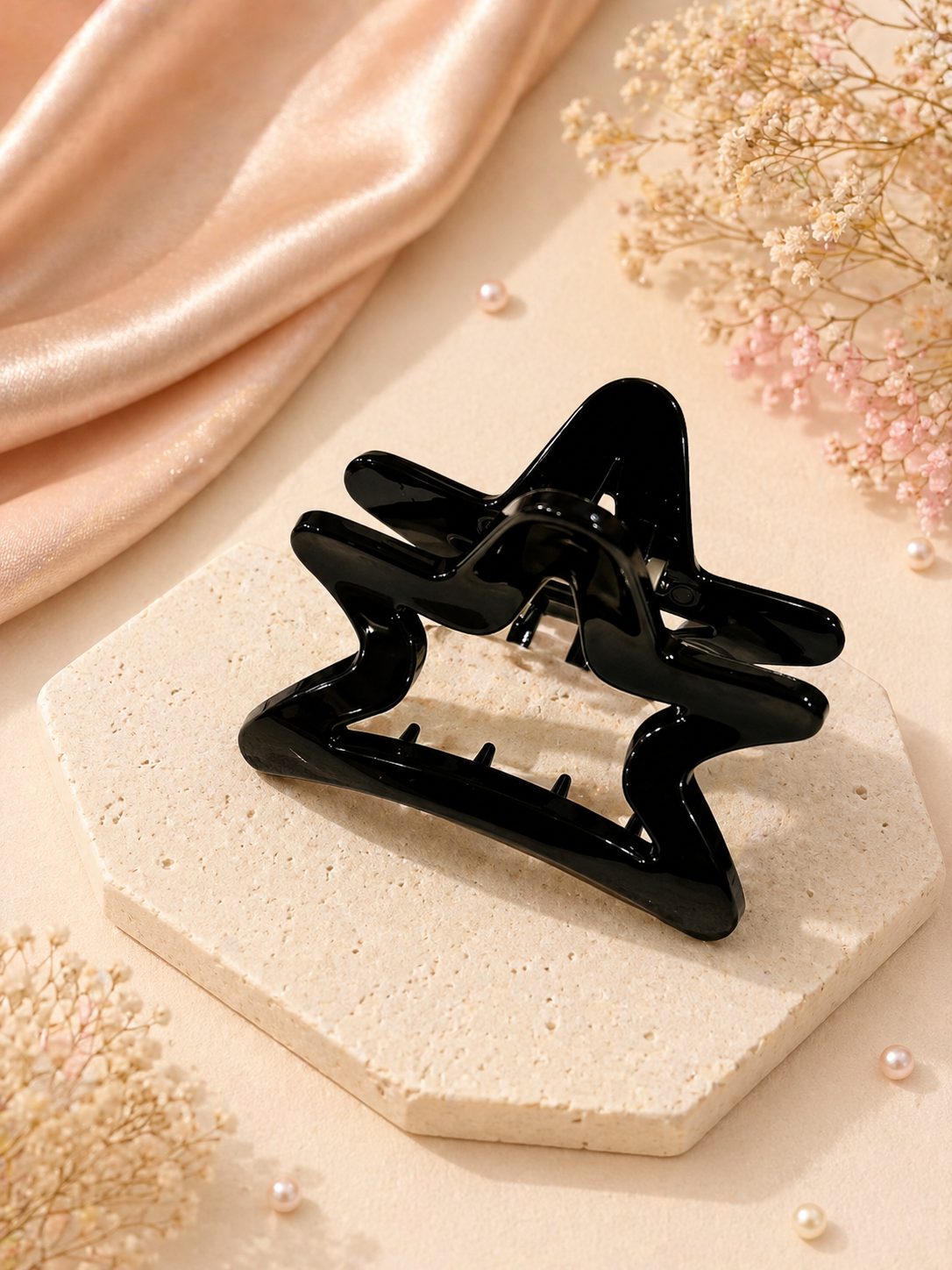 Azarbex™ Black Star Hair Claw Clips for Women & Girls | Stylish Strong Hold Hair Accessories Set of 2
