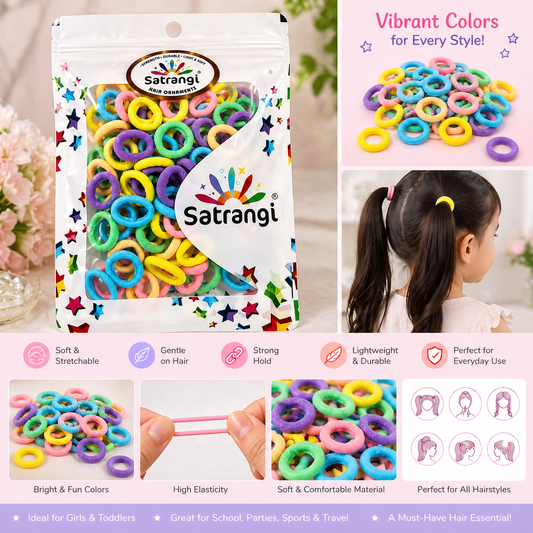 Azarbex™ Colorful Kids Hair Bands Pack | Soft Stretch Elastics