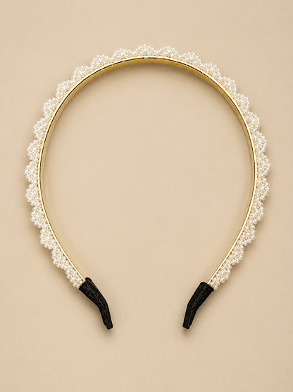 Azarbex™ Premium Pearl Hair Band set of 2 with elegant beaded detailing on a gold base.