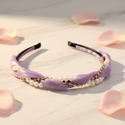 Azarbex™ Pearl Braided Headband for Women | Pearl Hair Band with Crystal Design