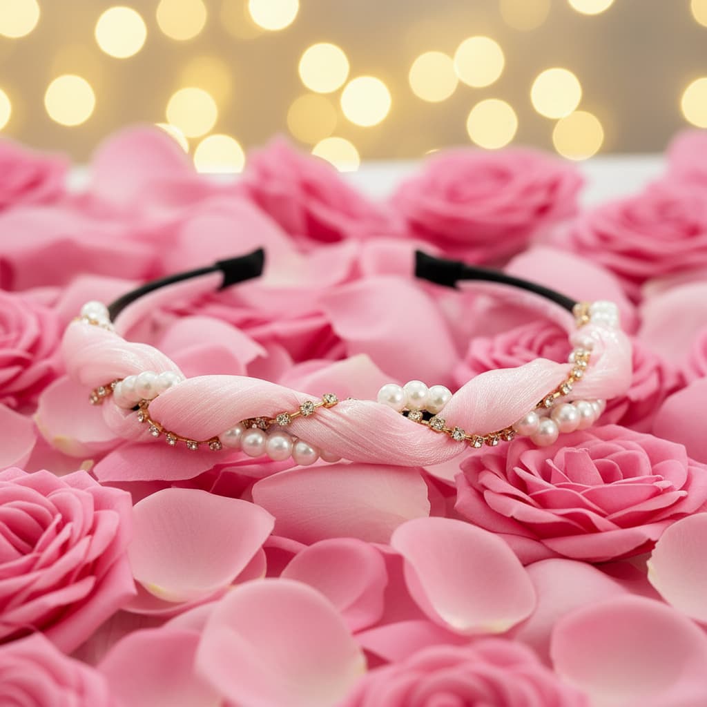 Azarbex™ Pearl Braided Headband for Women | Pearl Hair Band with Crystal Design