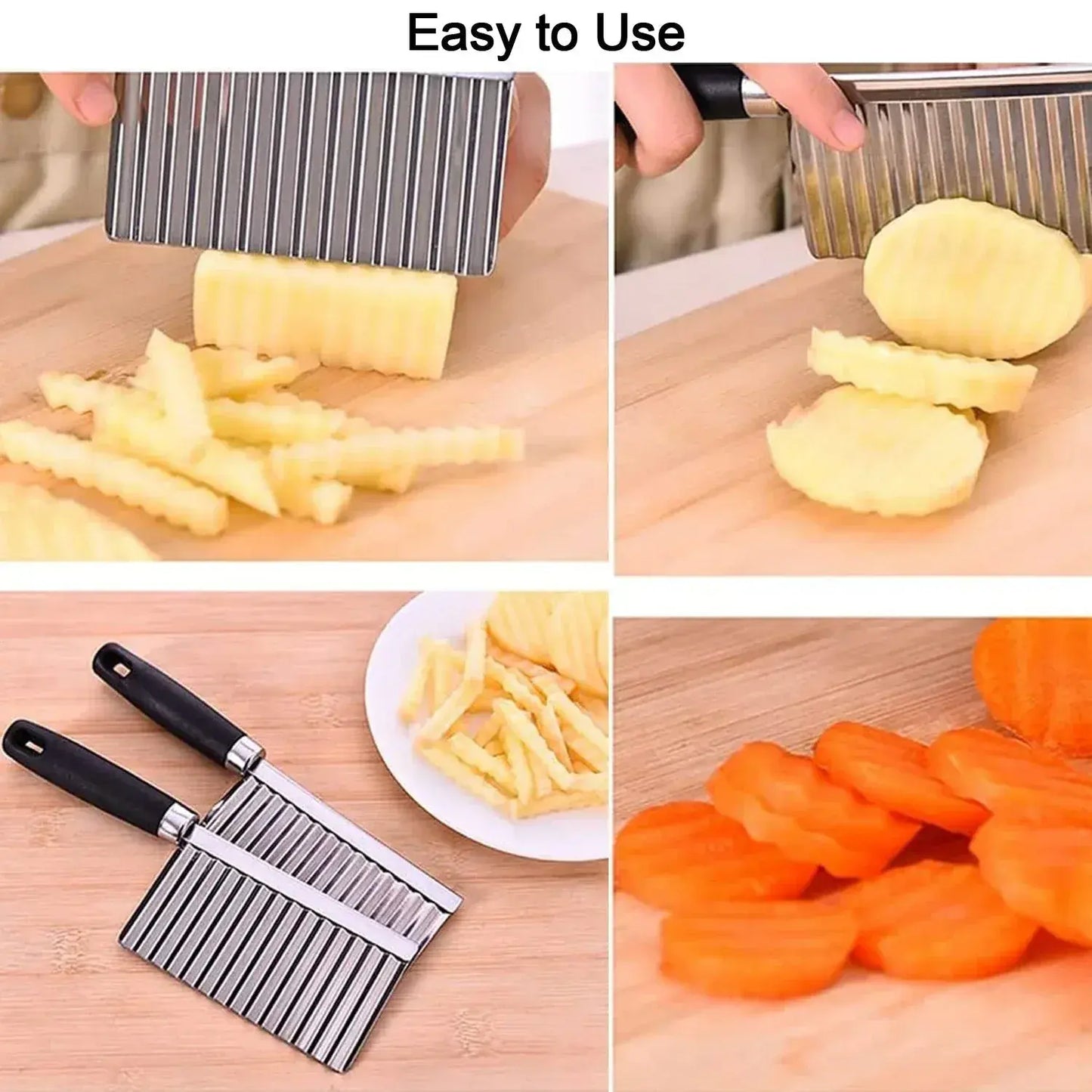 Stainless steel crinkle cutter wavy vegetable slicer knife - Azarbex