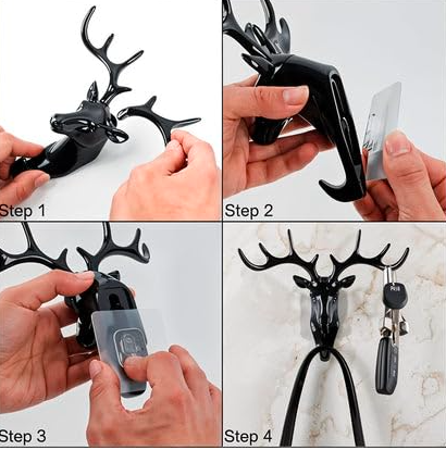 Deer Head Self Adhesive Wall Hook | Decorative Door Hanger for Home & Office – Azarbex