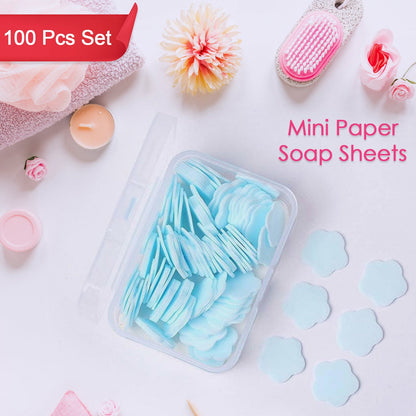 Mini Portable Travel Soap Paper Sheets Flower Shape (100 Pcs Set Approx  Mix Color)