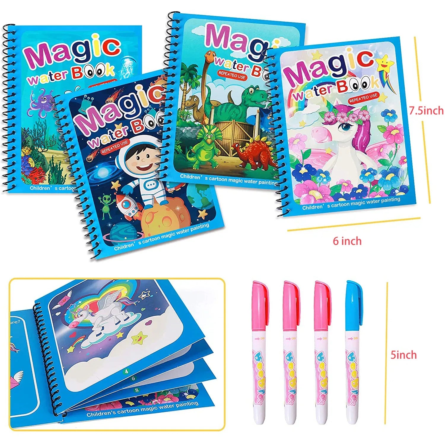 Mess-Free_Water_Coloring_Book_for_Toddlers_Colors_Appear_with_Water - azarbex.store