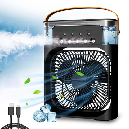 Portable USB Mini Cooling Fan | 3-in-1 Mist, Humidifier & LED Light – Azarbex