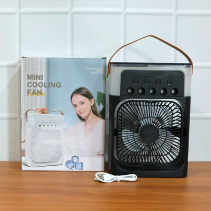 Portable USB Mini Cooling Fan | 3-in-1 Mist, Humidifier & LED Light – Azarbex
