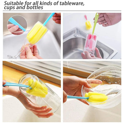 Sponge cup cleaning brush 20cm long handle bottle mug scrubber - Azarbex
