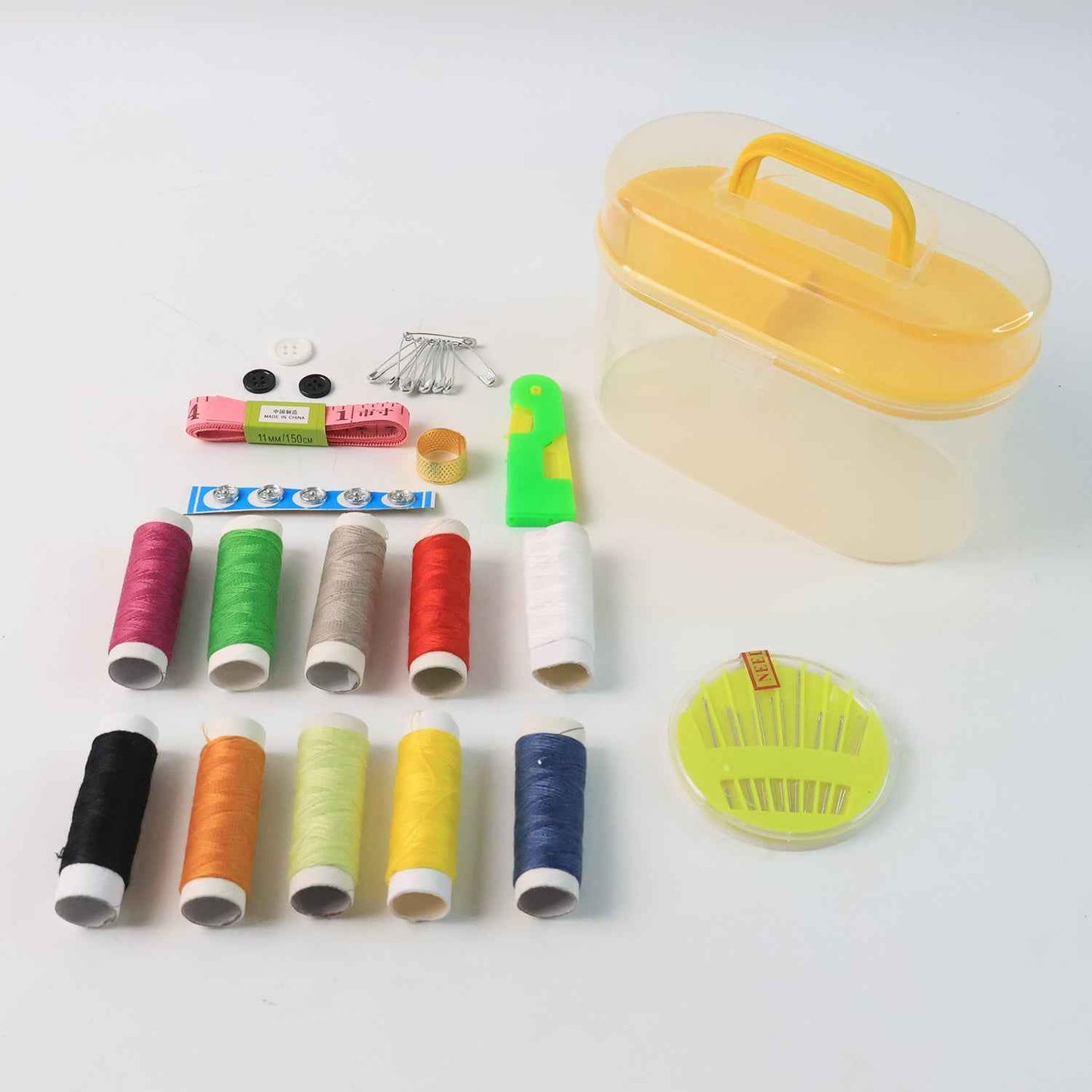6573 Double Layer Small  Portable Travel Sewing Kits Box With Color Needle Threads Scissor Pin Hand Work Sewing Box Handwork Sewing Accessories