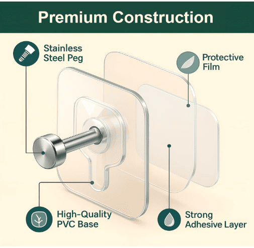 Adhesive Photo Frame Wall Hooks | Pack of 20 – No Drill, Damage-Free – Azarbex