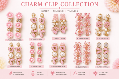 Pink Floral Pearl Hair Clips for Girls | Korean Style Gold Hair Accessories – Azarbex™