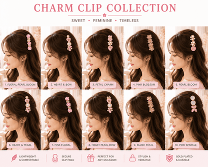 Pink Floral Pearl Hair Clips for Girls | Korean Style Gold Hair Accessories – Azarbex™