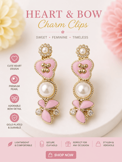 Pink Floral Pearl Hair Clips for Girls | Korean Style Gold Hair Accessories – Azarbex™