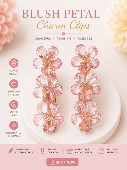Pink Floral Pearl Hair Clips for Girls | Korean Style Gold Hair Accessories – Azarbex™