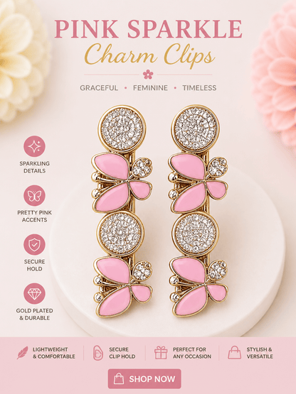 Pink Floral Pearl Hair Clips for Girls | Korean Style Gold Hair Accessories – Azarbex™