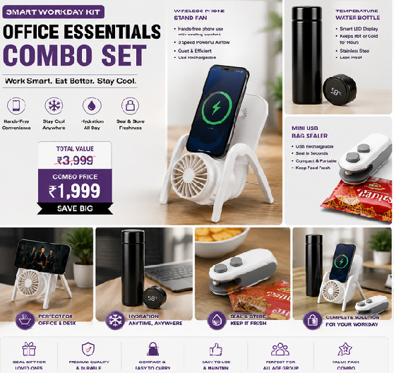 Smart Workday Kit | Electric Lunch Box Office Essentials Combo Set-Azarbex™