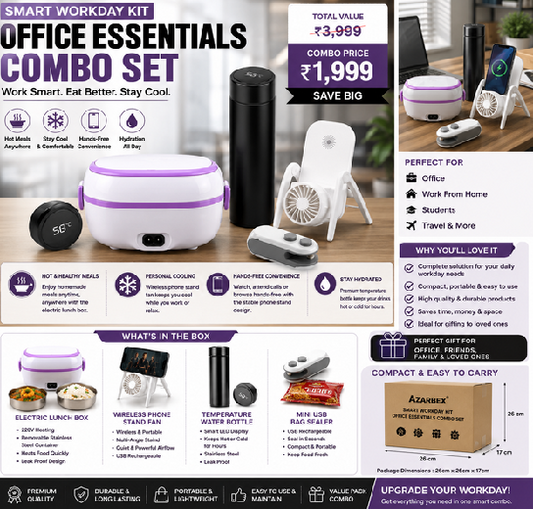 Smart Workday Kit | Electric Lunch Box Office Essentials Combo Set-Azarbex™