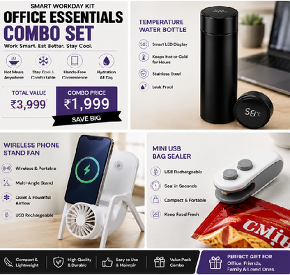 Smart Workday Kit | Electric Lunch Box Office Essentials Combo Set-Azarbex™