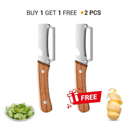 3-in-1 Wooden Fruit & Vegetable Peeler | Zero Snag Premium Peeler for Kitchen – Pack of 2 – Azarbex