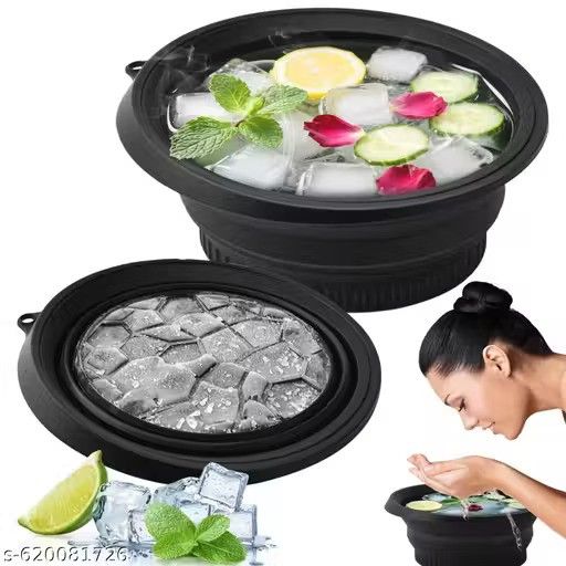 Collapsible Silicone Ice Bowl | Foldable Face Wash Basin with Ice Tray – Azarbex