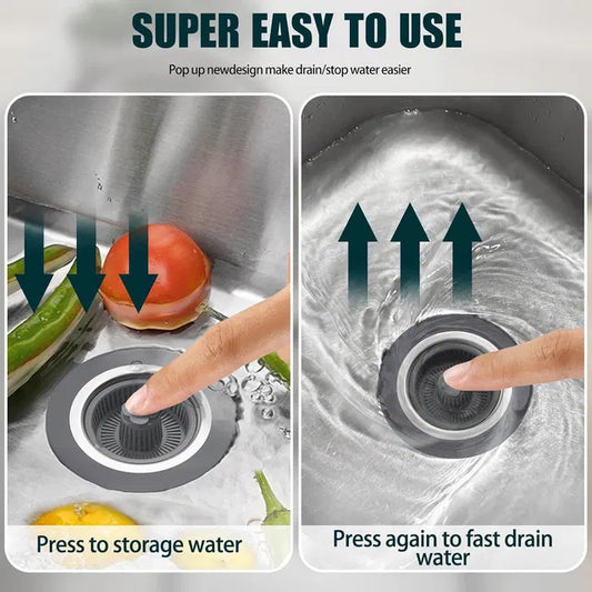 3-in-1 Sink Drain Strainer | Kitchen & Bathroom Drain Filter Basket – Azarbex