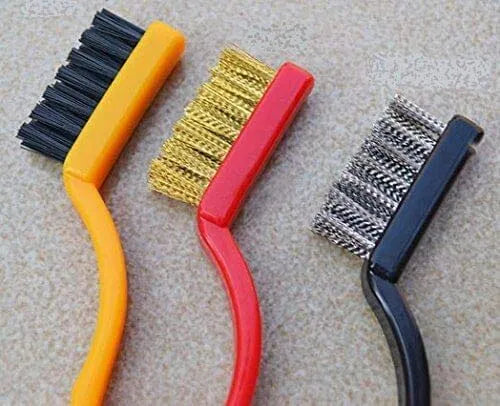 Mini Wire Brush Set of 3 | Heavy-Duty Cleaning Brushes for Rust, Welding Slag, Gas Stove & Metal Surfaces