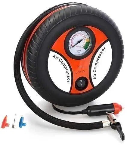 Portable air compressor with gauge and on a white background