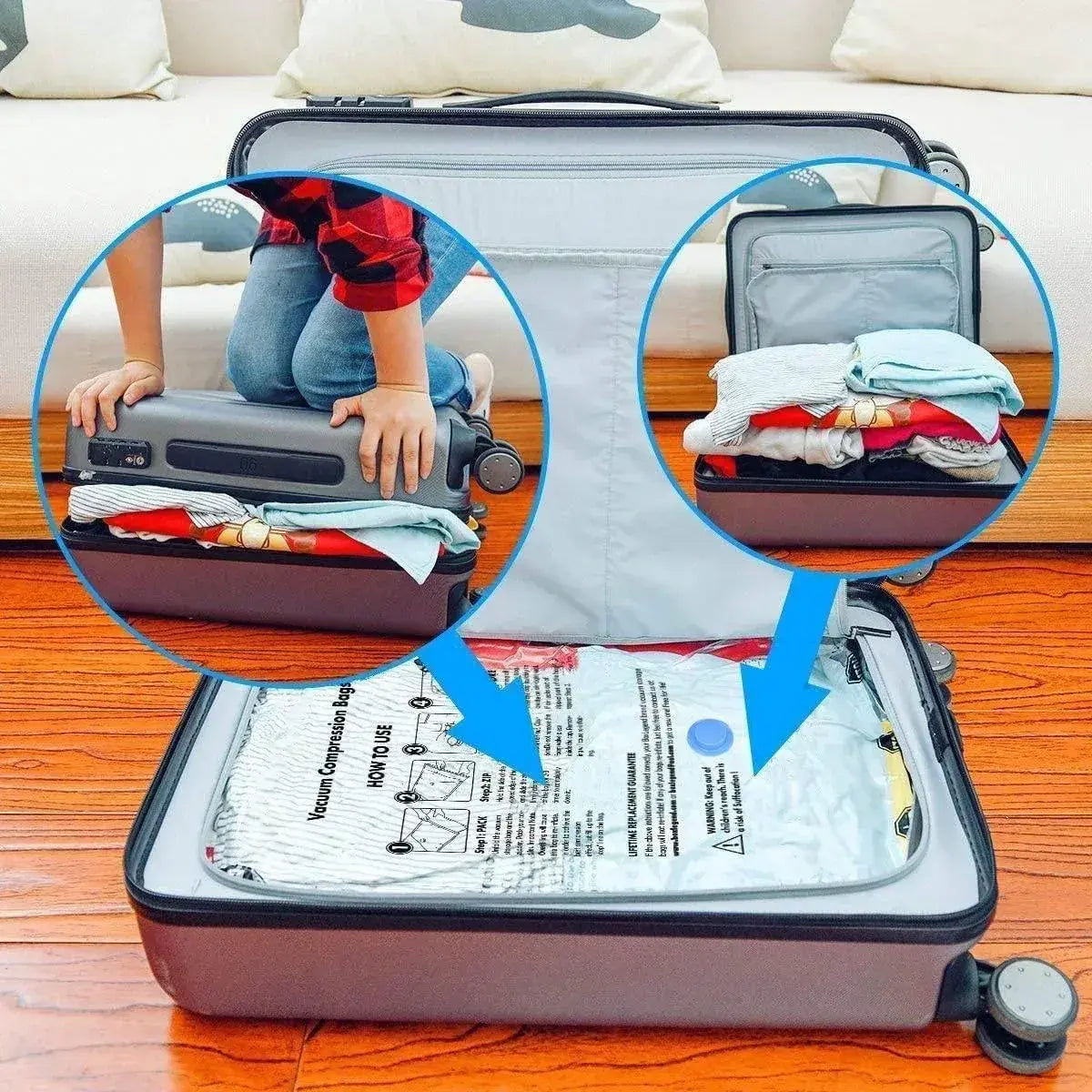 Vacuum Compression Storage Bags (Pack of 5) | Save 80% Space | Travel & Home Storage