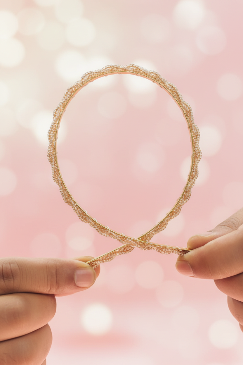 Azarbex™ Premium Pearl Hair Band set of 2 with delicate pearl bead detailing against a soft pink background.