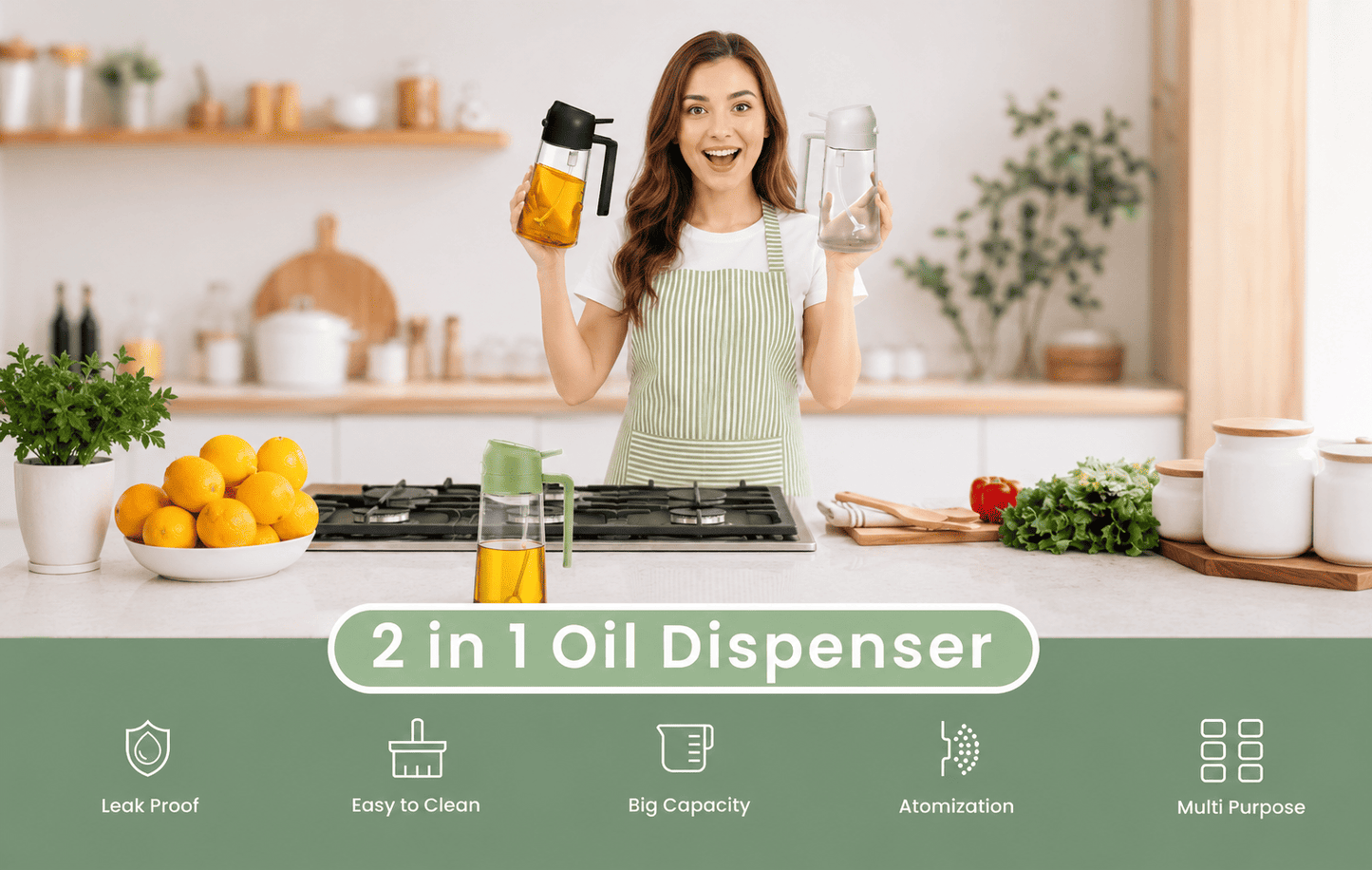 Oil Sprayer for Cooking – 16oz Glass 2-in-1 Mist Dispenser Bottle | Azarbex