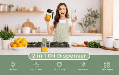 Oil Sprayer for Cooking – 16oz Glass 2-in-1 Mist Dispenser Bottle | Azarbex