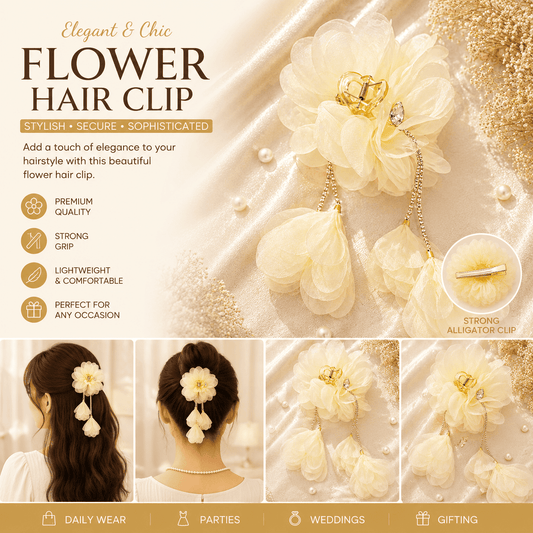 Premium Floral Butterfly Claw Clip for Women | Premium Strong Grip Hair Accessory for Girls-Azarbex™
