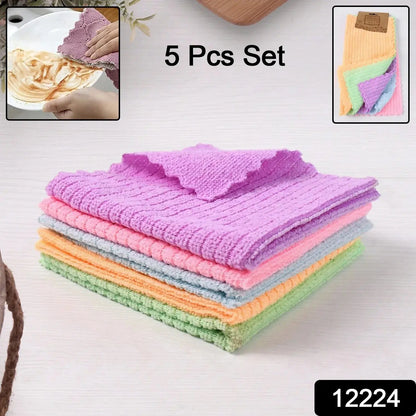 Pack of 5 super absorbent microfiber cleaning cloths for kitchen and car - Azarbex